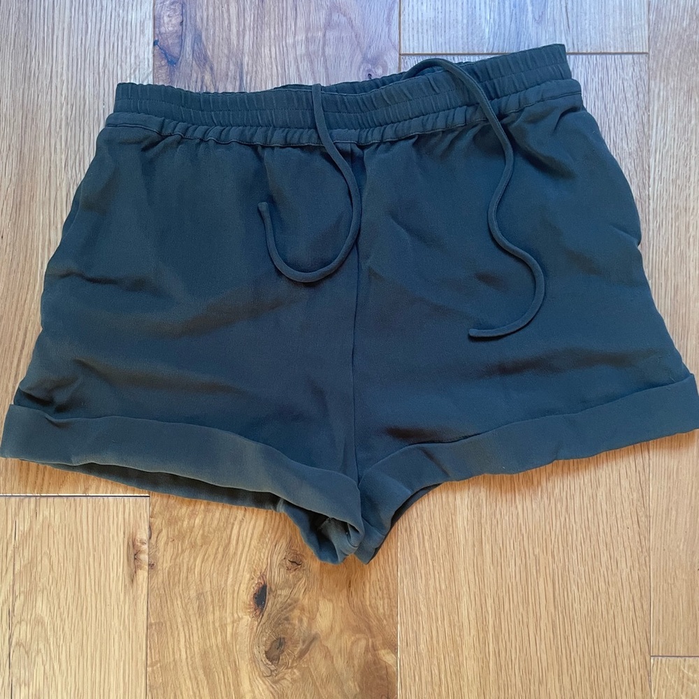 Valentino Army Green Silk Valentino crepe shorts